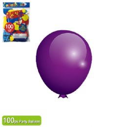24 Pieces Twelve Inch One Hundred Count Balloon Purple - Balloons & Balloon Holder