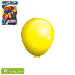 24 Pieces Twelve Inch One Hundred Count Balloon Yellow - Balloons & Balloon Holder