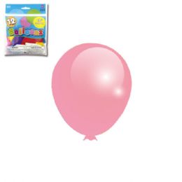 96 Pieces Twelve Inch Twelve Count Baby Pink Latax Balloon - Balloons & Balloon Holder