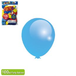 24 Wholesale Twelve Inch One Hundred Count Balloon Baby Blue