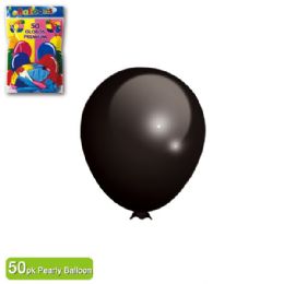 36 Wholesale Pearly Balloon Black Twelve Inch Fifty Count