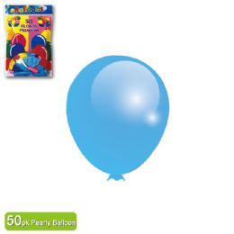 36 Wholesale Pearly Balloon Baby Blue Twelve Inch Fifty Count