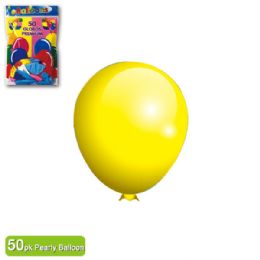 24 Pieces Pearly Balloon Yellow Twelve Inch Fifty Count - Balloons & Balloon Holder