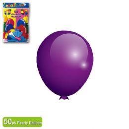 36 Wholesale Pearly Balloon Purple Twelve Inch Fifty Count