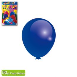 36 Wholesale Pearl Balloon Royal Blue Twelve Inch Fifty Count