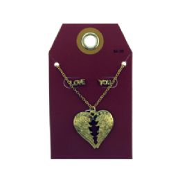60 Wholesale Gold Tone Heart Necklace And Earring Set