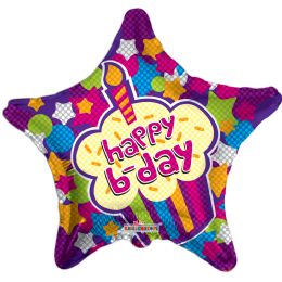 125 Pieces One Sided Happy Birthday Cupcake Helium Balloon - Balloons & Balloon Holder
