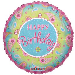 125 Wholesale One Sided Happy Birthday Paisley Pink Helium Balloon