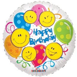 125 Wholesale One Sided Happy Birthday Smiley Helium Balloon