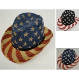 24 Wholesale Flag Cowboy Hat [hatband With Stars]