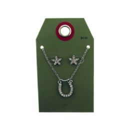 60 Wholesale Silver Tone Horseshoe And Star Necklace And Earring Set