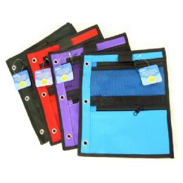 24 Wholesale 3-Ring Pencil Pouch With Mesh Pocket