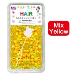 144 Wholesale Hair Beads Mix Yellow