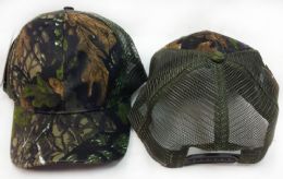 12 Wholesale Baseball Cap Camo Print Mesh Back
