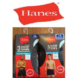 24 Wholesale Hanes 3 Pack Men's Boxer Briefs - ( Slightly Imperfect