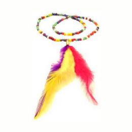 36 Wholesale Beaded Necklace With Feather Pendant
