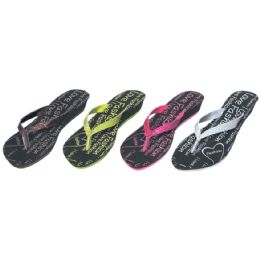 36 Wholesale Ladies Glitter Flip Flop Wedge Sandal