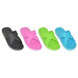 48 Wholesale Ladies Solid Color Slip On Sandals