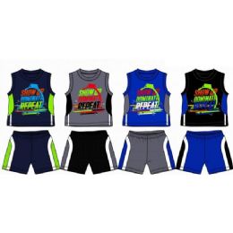 48 Wholesale Spring Boys Jersey Top With Close Mesh Short Sets Size Newborn