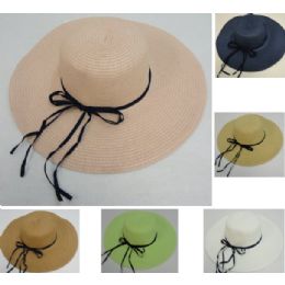72 Pieces Ladies Woven Summer Hat W Leopard Print Bow - Sun Hats