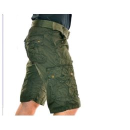 12 Wholesale Men's Cargo Shorts With Belt - Olive Only