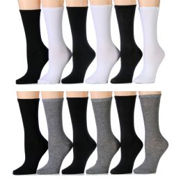 12 Wholesale Ladies Basic Cotton Crew Socks Size 9-11 Thin Soft Quality