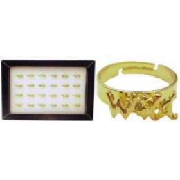144 Wholesale Gold Tone Cast Letters Spelling Wild Ring Set