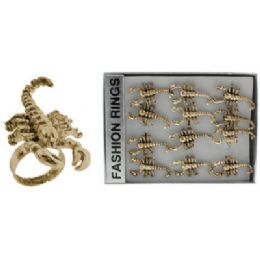 36 Wholesale Gold Tone Adjustable Ring With Scorpion Design.