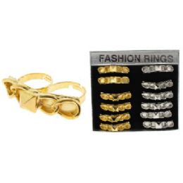 36 Wholesale Double Finger Silver Tone And GolD-Tone Adjustable Ring