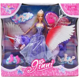 12 Wholesale 12" Bendable Doll With 12" Pegasus & Accessory In Window Box