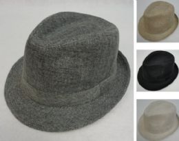 24 Wholesale Men's Fedora Hat [tweed]
