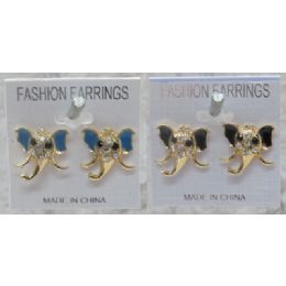 96 Pieces Assorted Colored Elephant Post Earrings - Earrings