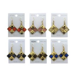 96 Bulk Dangle Earrings With Four Small Squares Forming A Large Square Shaped Charm