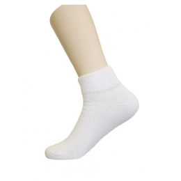 120 Wholesale Youth Diabetic Ankle Socks White Size 9-11