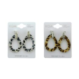 36 Pieces Water Drop Shaped Dangle Earrings With Cheetah Print Design - Earrings