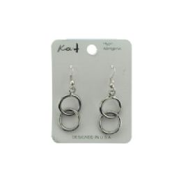 96 Pieces Two Ring Small Hoop Dangle Earrings - Earrings