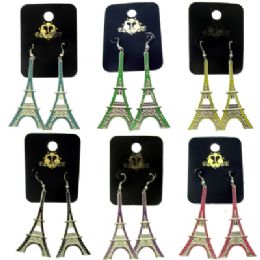 36 Pairs French Hook Style Eiffel Tower Shaped Dangle Earrings - Earrings