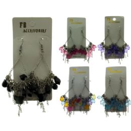 36 Pairs Silver And Gold Tone French Hook Dangle Earrings With Assorted Colored Acrylic Ball Accents - Earrings