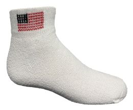 24 Pairs Yacht & Smith Kids Usa American Flag White Low Cut Ankle Socks, Size 6-8 - Girls Ankle Sock