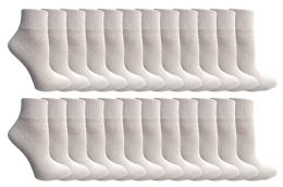 60 Wholesale Yacht & Smith Kids Cotton Quarter Ankle Socks In White Size 6-8