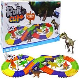 6 Pieces 133 Piece Battery Operated Dino Rail Cars - Toy Sets