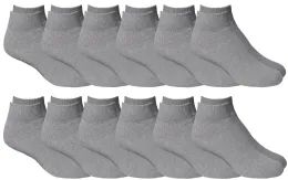 24 Wholesale Yacht & Smith Men's No Show Terry Ankle Socks, Cotton. Size 10-13 Gray Bulk Pack