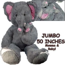 2 Bulk Jumbo Plush Cuddle Elephphants W/ Baby