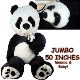 2 Bulk Jumbo Plush Cuddle Panda Bear W/ Baby