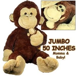 2 Bulk Jumbo Plush Cuddle Monkeys W/ Baby