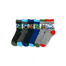 144 Wholesale Boy's Vehicle Crew Socks