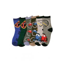144 Pairs Baby Boy's Car Print Crew Socks - Boys Ankle Sock