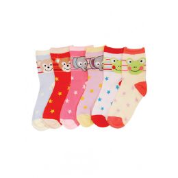 144 Pairs Baby Girls Animal Printed Crew Socks - Girls Crew Socks