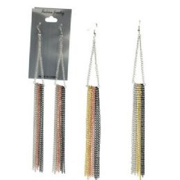 36 Pieces Assorted Colored Chain Dangle Earrings - Earrings