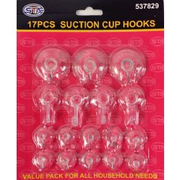 24 Wholesale 17 Pieces Suction Cup Hooks